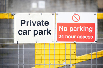No parking private property car park no turning sign