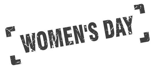 women's day stamp. square grunge sign isolated on white background