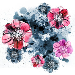 Gothic vintage background with flowers