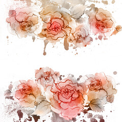Hand-painted background with roses - 381155026