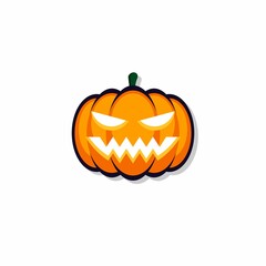 Halloween pumpkin, scary or spooky creepy pumpkins, Halloween holiday. Shadow design. Isolated icon.