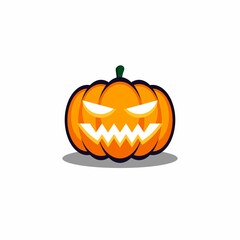 Halloween pumpkin, scary or spooky creepy pumpkins, Halloween holiday. Shadow design. Isolated icon.