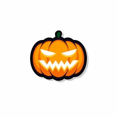 Halloween pumpkin, scary or spooky creepy pumpkins, Halloween holiday. Black stroke and shadow design. Isolated icon.