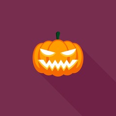Halloween pumpkin, scary or spooky creepy pumpkins, Halloween holiday. Isolated icon.
