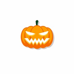 Halloween pumpkin, scary or spooky creepy pumpkins, Halloween holiday. Shadow design. Isolated icon.