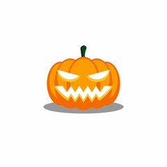 Halloween pumpkin, scary or spooky creepy pumpkins, Halloween holiday. Shadow design. Isolated icon.
