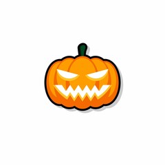 Halloween pumpkin, scary or spooky creepy pumpkins, Halloween holiday. Black stroke and shadow design. Isolated icon.