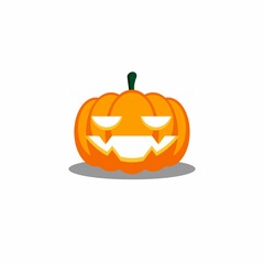 Halloween pumpkin, scary or spooky creepy pumpkins, Halloween holiday. Shadow design. Isolated icon.