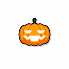 Halloween pumpkin, scary or spooky creepy pumpkins, Halloween holiday. Black stroke and shadow design. Isolated icon.