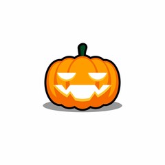 Halloween pumpkin, scary or spooky creepy pumpkins, Halloween holiday. Black stroke and shadow design. Isolated icon.