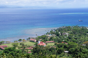 Fototapeta na wymiar A native village on the island of Taveuni in the Fiji Archipelago