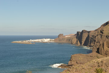 Sunset over the Amadores beach on the stunning island of Gran Canaria in Spain