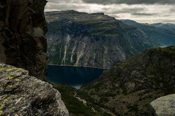 Hike to Trolltunga, Odda, Sørfjord Norwegen, Scandinavia, 14km each way, more than 900m uphill