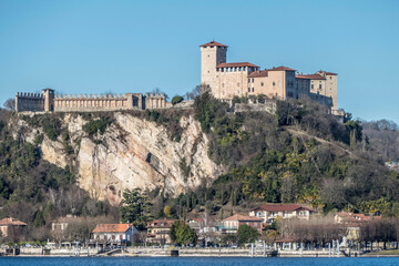 Landscape of the castle of Angera and the city