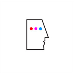 Brain activity logo. Thinking person profile. Concept of psychology