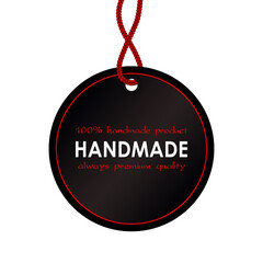Handmade Label or Emblem with Calligraphy Inscription. Brand or Company Production Tag. Sticker for Handicraft Products