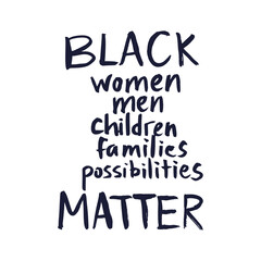 Vector illustration of quote Black Lives Matter on abstract USA flag background. Typography poster anti discrimination African people and police violence. Stop racism concept.