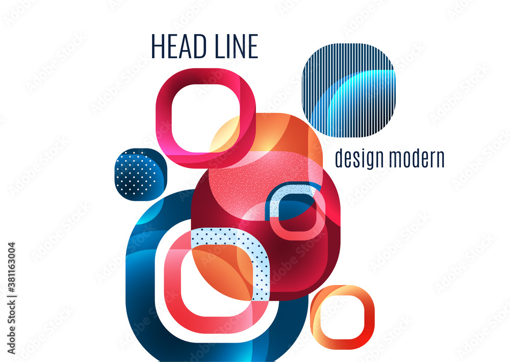 Aufkleber overlapping round squares form a geometric abstract background composition. design template for wall