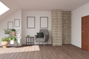 Modern interior design. 3D illustration