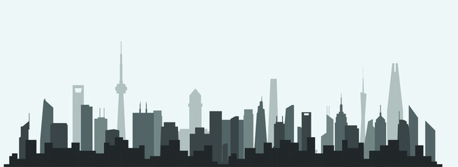 Fototapeta na wymiar Abstract futuristic city sky with modern buildings vector wallpaper background. Vector illustration EPS 10.