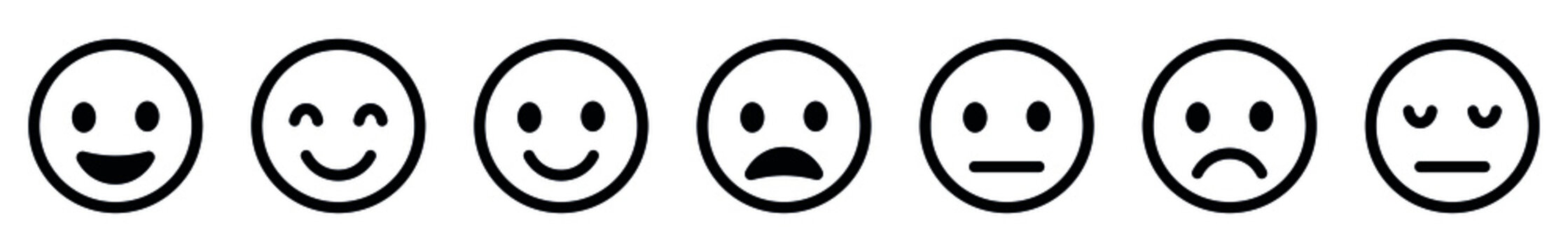 outline Emoji faces collection, Happy and sad emoji. Happy and sad emoji smiley faces line art vector icon for apps and websites