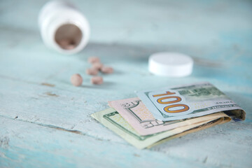 the medical pills and money