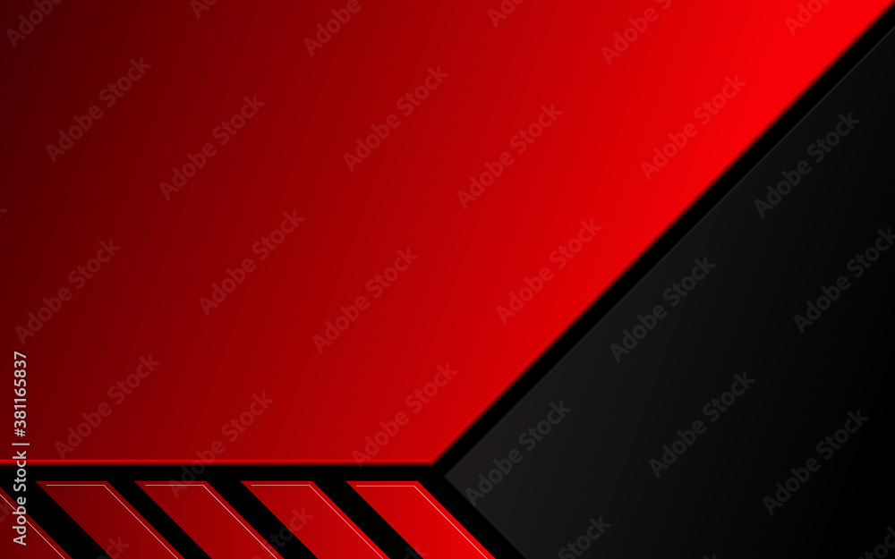 Poster modern red shape element design and decoration by little red shape and black background