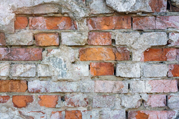 Old wall of red brick, background texture