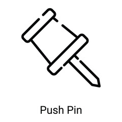 push pin vector line icon