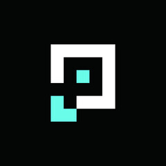 P alphabet logo BOX technologies vector icon illustrations