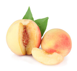 Peaches isolated on a white background