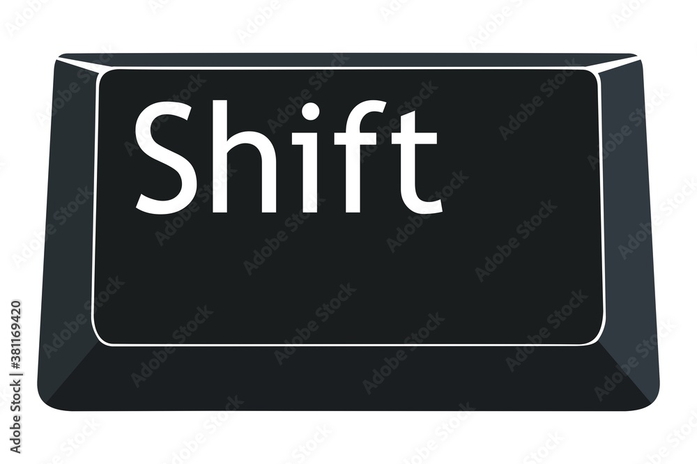 Poster shift key on computers keyboard with white background