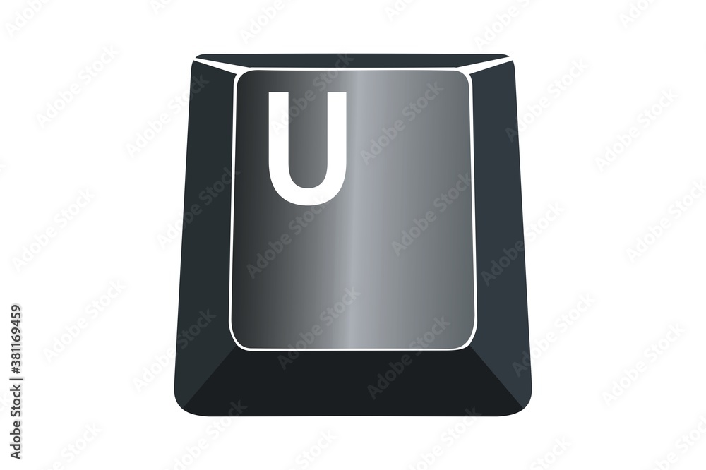 Poster u key on computers keyboard with white background