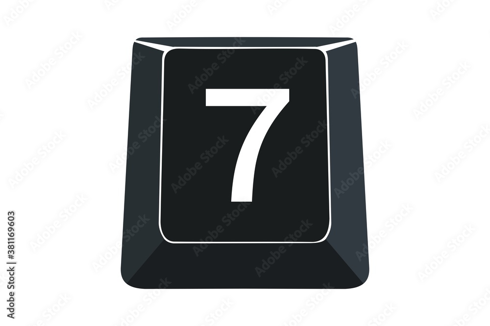 Poster 7 key on computers keyboard with white background