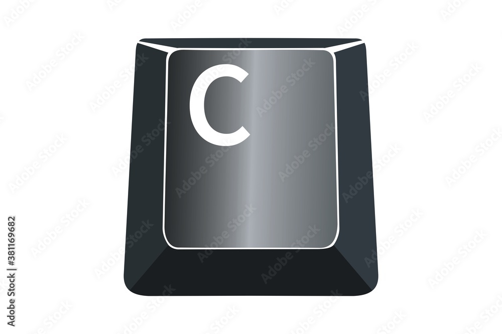Poster c key on computers keyboard with white background