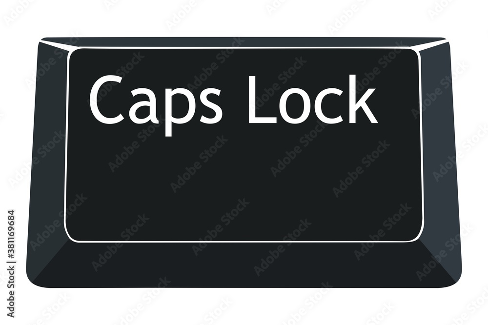 Poster caps lock key on computers keyboard with white background