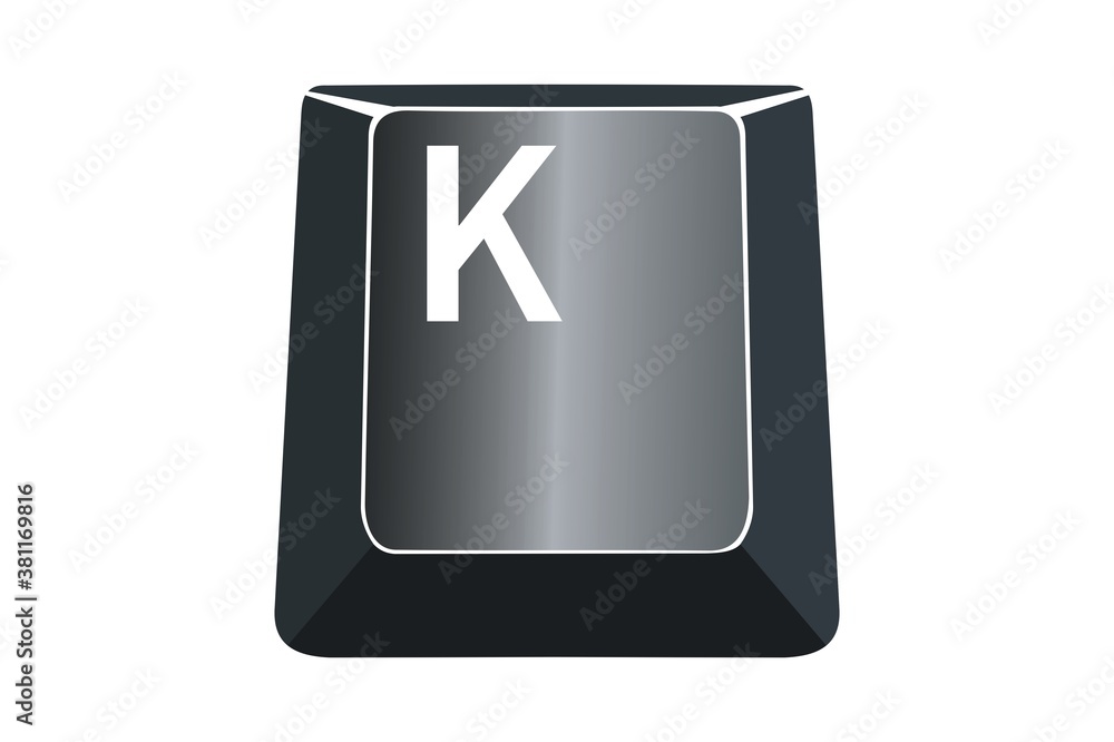 Poster k key on computers keyboard with white background
