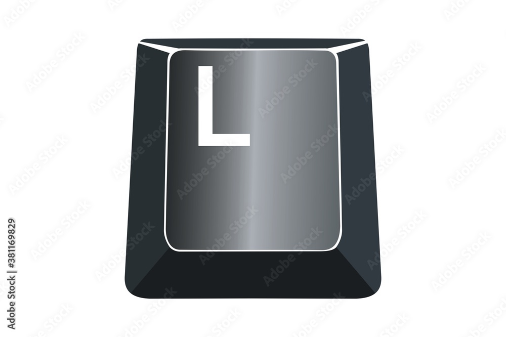 Poster l key on computers keyboard with white background