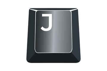 J key on computers keyboard with white background