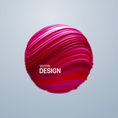 Red organic bubble isolated on white background. Abstract composition with 3d spherical shape. Vector realistic illustration of fluid substance. Trendy banner design.