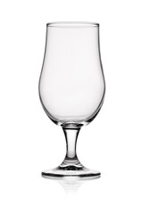 Empty transparent glass for beer isolated on white.