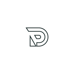 PD alphabet logo lineart P technologies vector icon illustrations