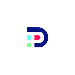 PD alphabet logo lineart P technologies vector icon illustrations