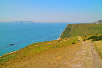 Durdle Door Cliff Lookout, Dorset on a sunny day