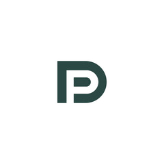 PD alphabet logo lineart P technologies vector icon illustrations