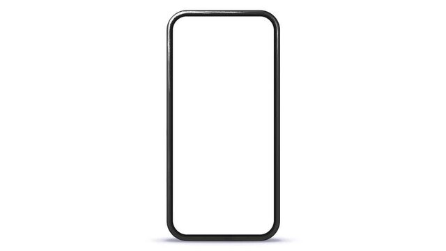 Mobile Phone Drawing Animation Template. Isolated Mockup With White and Green Screen.