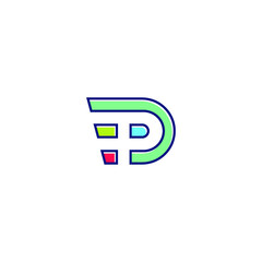 PD alphabet logo lineart P technologies vector icon illustrations