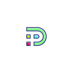 PD alphabet logo lineart P technologies vector icon illustrations