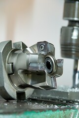 Fototapeta na wymiar Machine Machining of metals, milling and grinding, CNC machines, robotic machined metals.