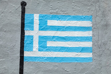Flag of Greece, painted on a wall